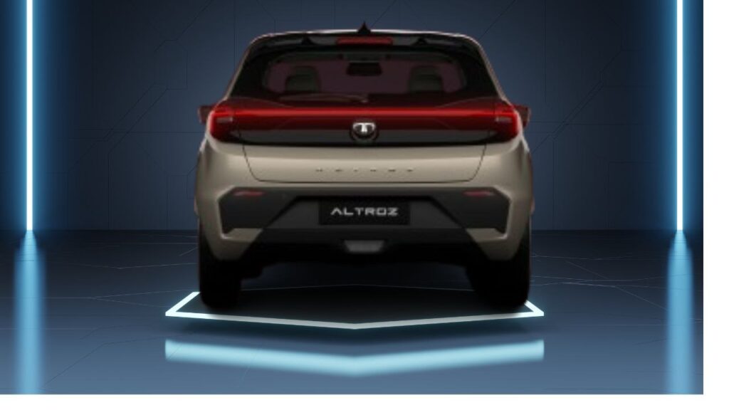 Rear three-quarter view of Tata Altroz with boot and tail lamp